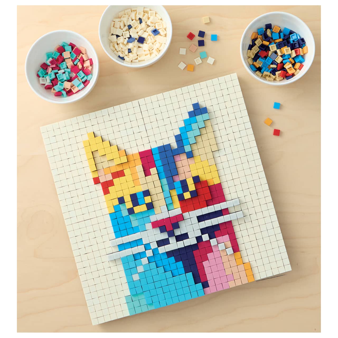 10" x 10" Colourful Cat Pixelated Brick Art Kit by Make Market®